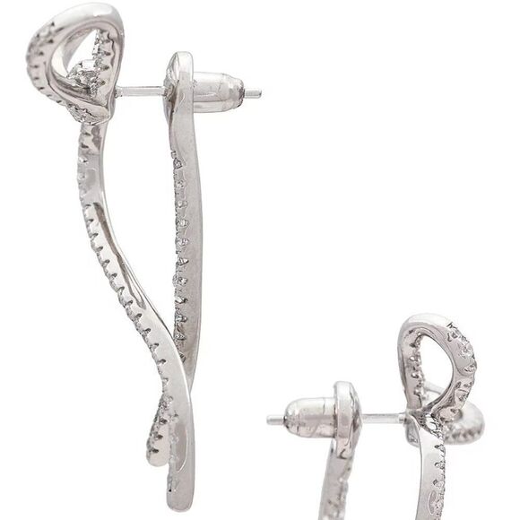 Crystal Bow Earrings in Silver - Picture 5 of 11